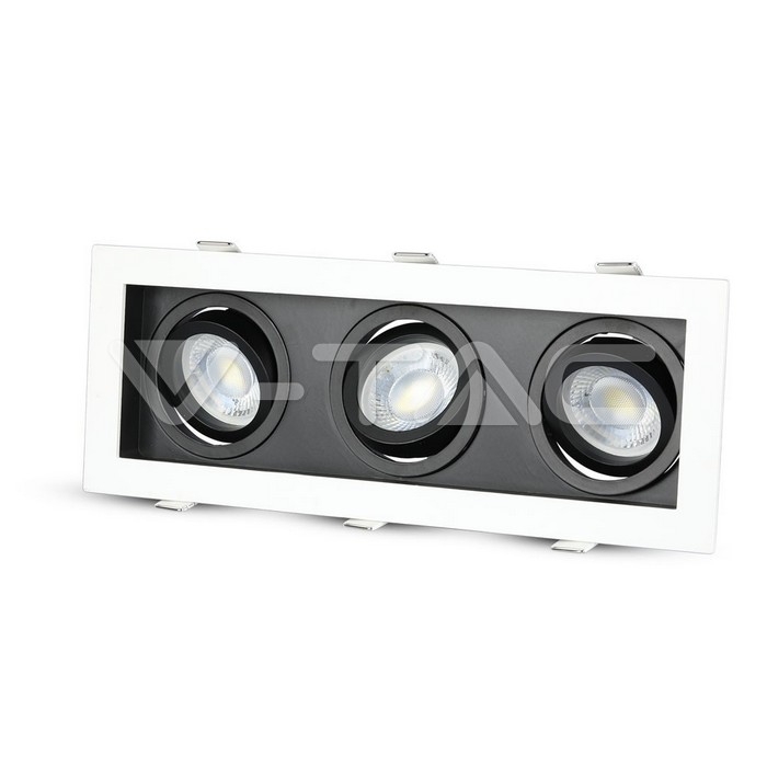 V-TAC 8878, 3x GU10 Holder Square White Black