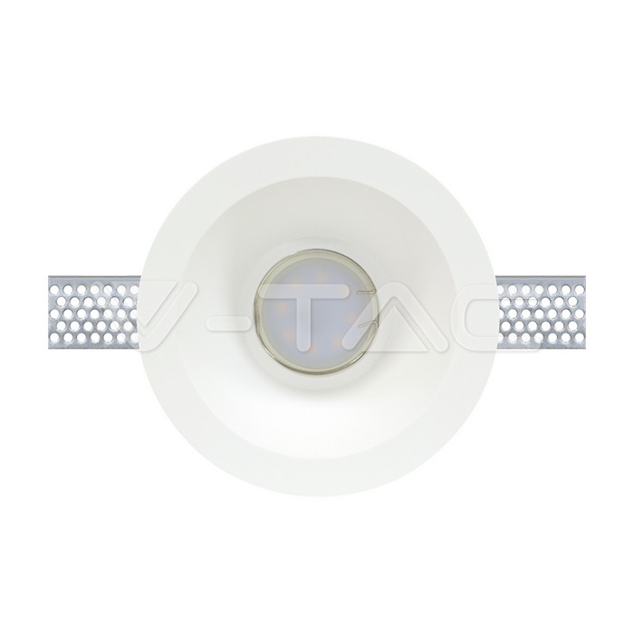 V-TAC 3654, GU10 Housing Round Gypsum White Ø132 mm