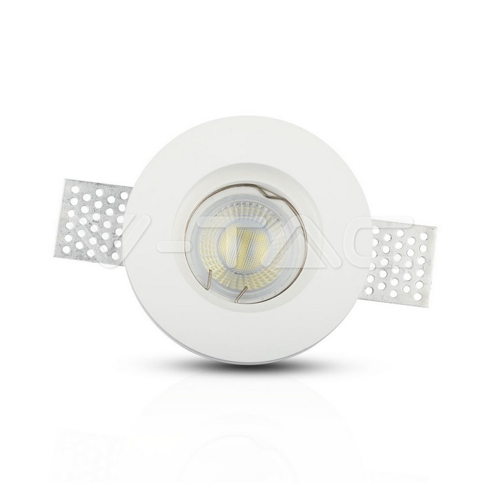 V-TAC 3652, GU10 Housing Round Gypsum White Ø103 mm