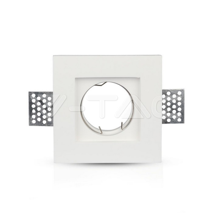 V-TAC 3651, GU10 Housing Square Gypsum White 100x100 mm