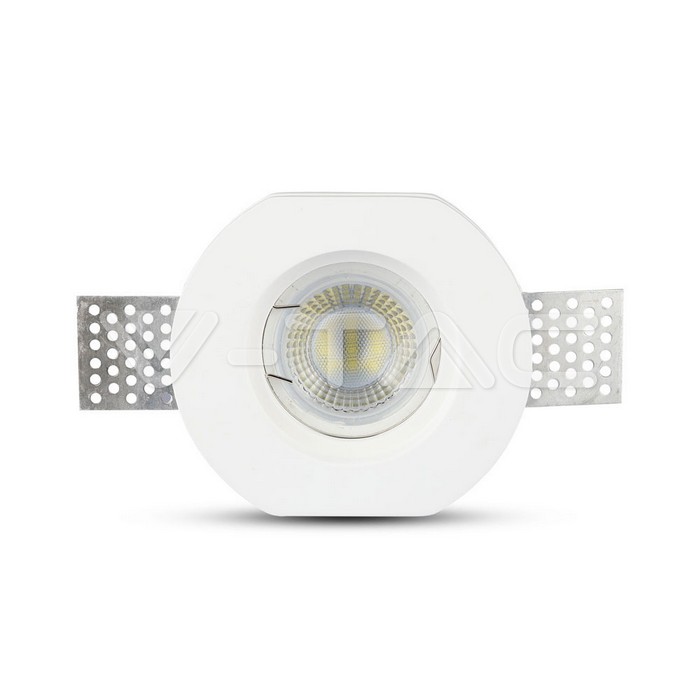 V-TAC 3650, GU10 Housing Round Gypsum White Ø100 mm