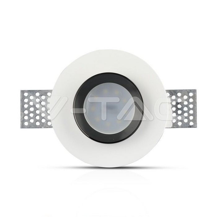 V-TAC 3145, GU10 Gypsum Fitting Round White Recessed Black Detail