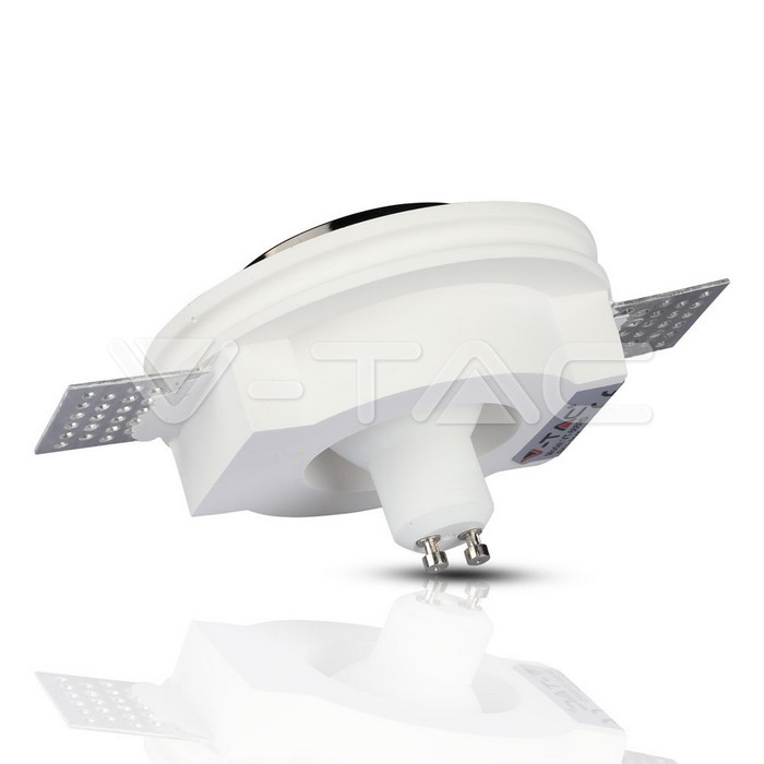V-TAC 3145, GU10 Gypsum Fitting Round White Recessed Black Detail