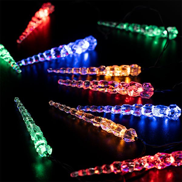 ELMARK 99CRL008RGB, RGB Christmas Icicle Lights, 10 pcs, Battery Powered (2xAA), IP44