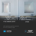 V-TAC 40461, 10W Rectangular LED Mirror IP44 Anti-Fog 3-in-1 + 17W Heater