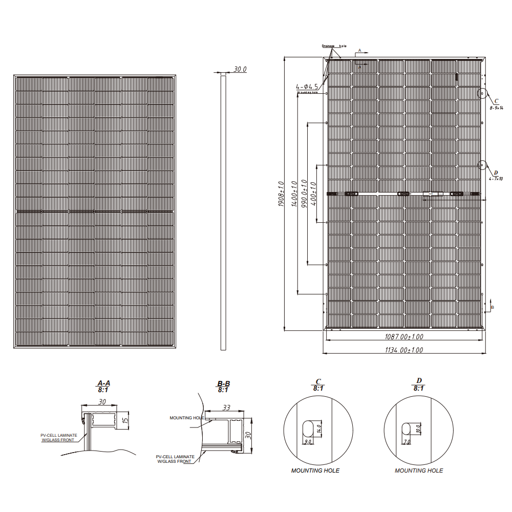 TALESUN Bifacial Dual Glass Half-Cut Mono N-type TM7G60M-120-465W Solar Panel