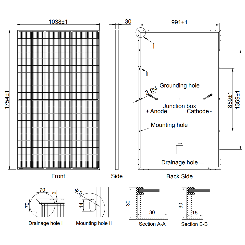 AE SOLAR, AE-MC-120E, Black Monofacial Monocrystalline PERC half-cut cells 365Wp Solar Panel