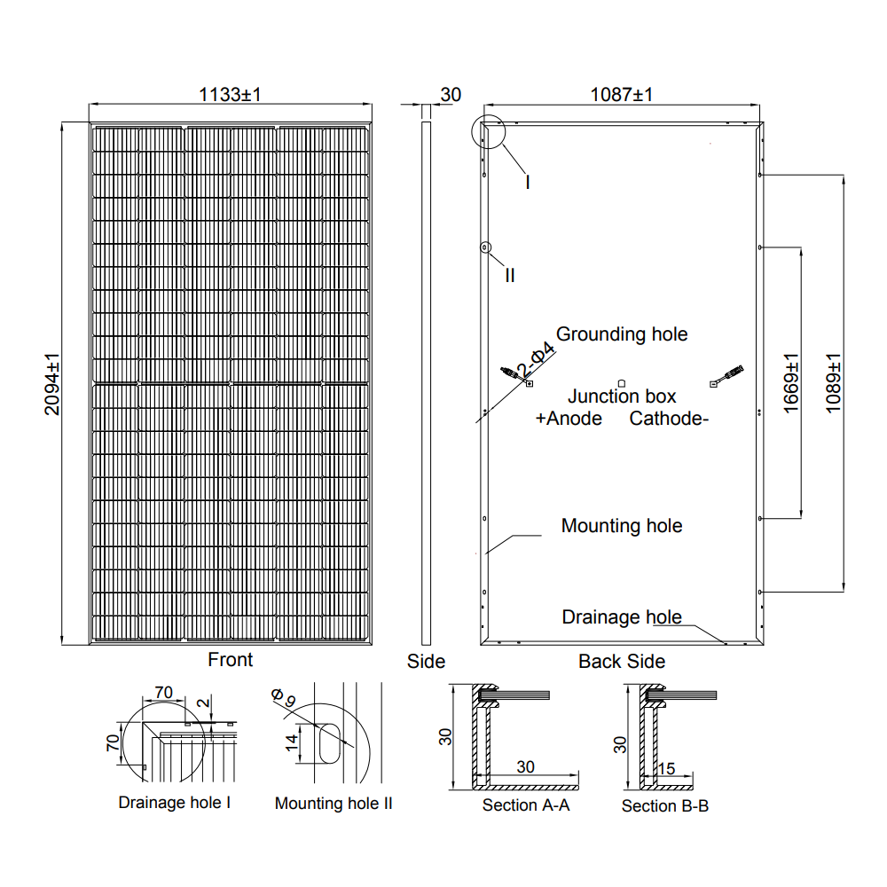 AE SOLAR, AE-MD-132E, Black Monofacial Monocrystalline PERC half-cut cells 485Wp Solar Panel
