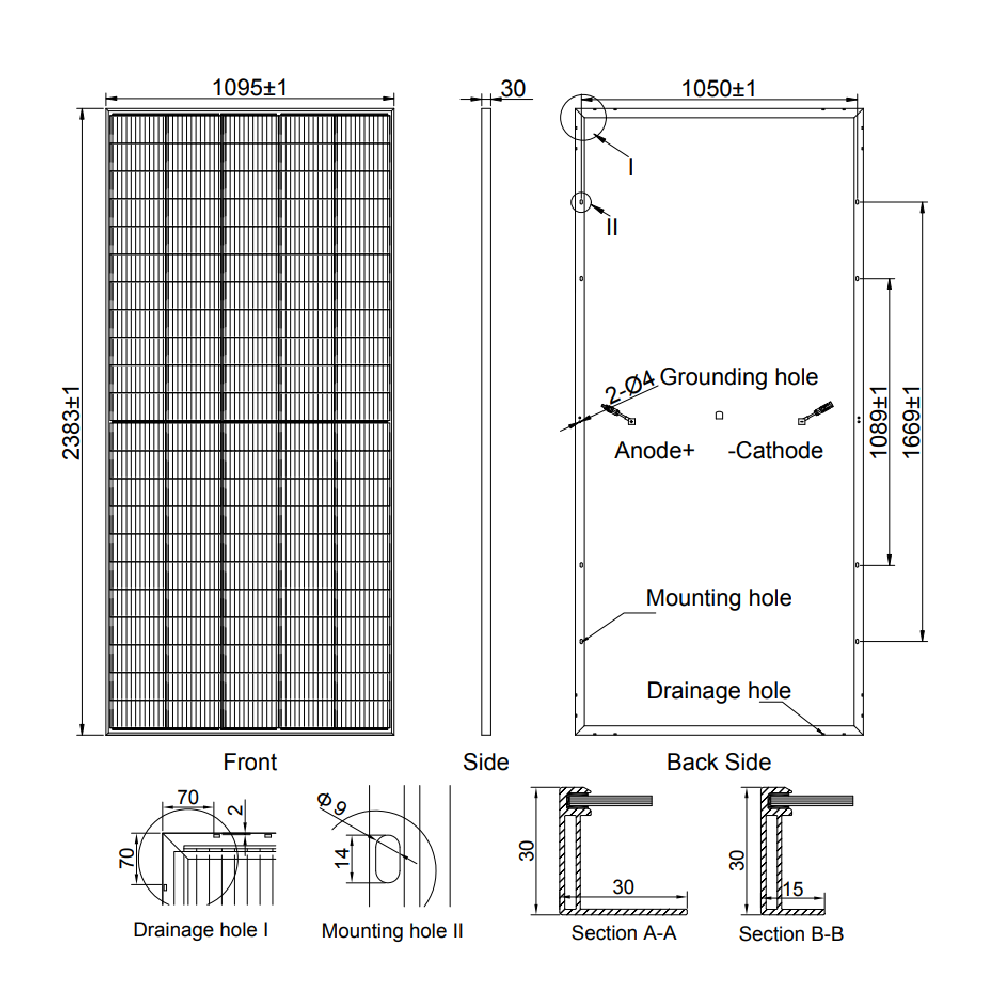 AE SOLAR, AE-ME-110E, Black Monofacial Monocrystalline PERC half-cut cells 535Wp Solar Panel