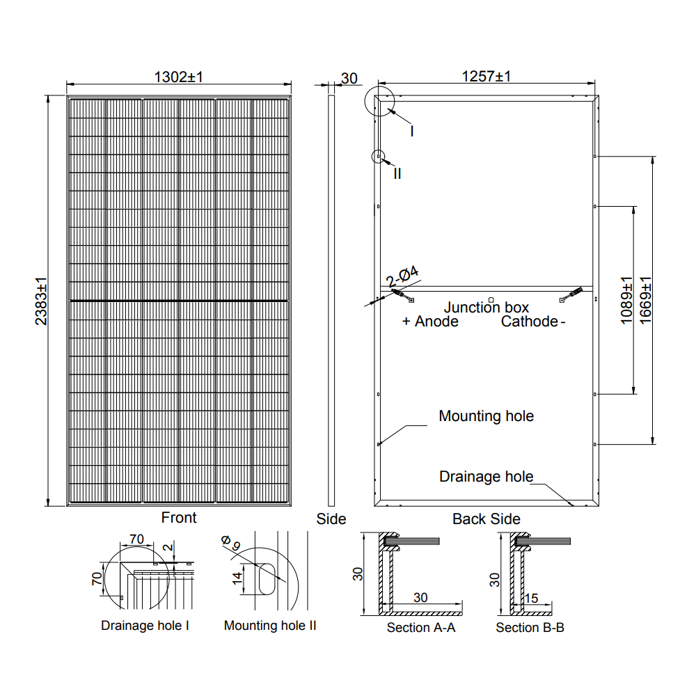 AE SOLAR, AE-ME-132E, Black Monofacial Monocrystalline PERC half-cut cells 660Wp Solar Panel