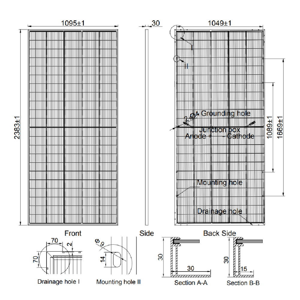 AE SOLAR, AE-ME-110BS, Standard Bifacial Monocrystalline PERC half-cut cells 550Wp Solar Panel