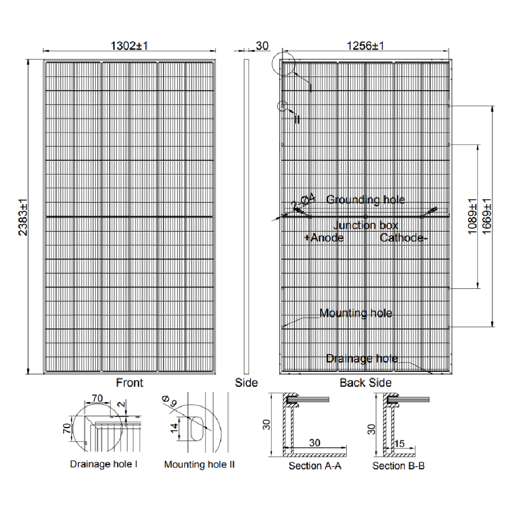 AE SOLAR, AE-ME-132BS, Standard Bifacial Monocrystalline PERC half-cut cells 660Wp Solar Panel