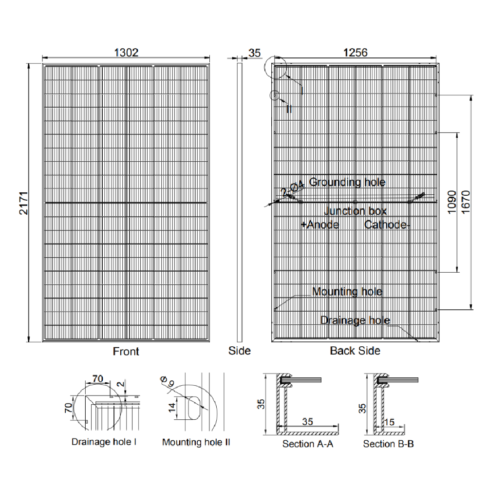 AE SOLAR, AE-TME-120BDS, Standard Bifacial Monocrystalline PERC half-cut cells 625Wp Solar Panel