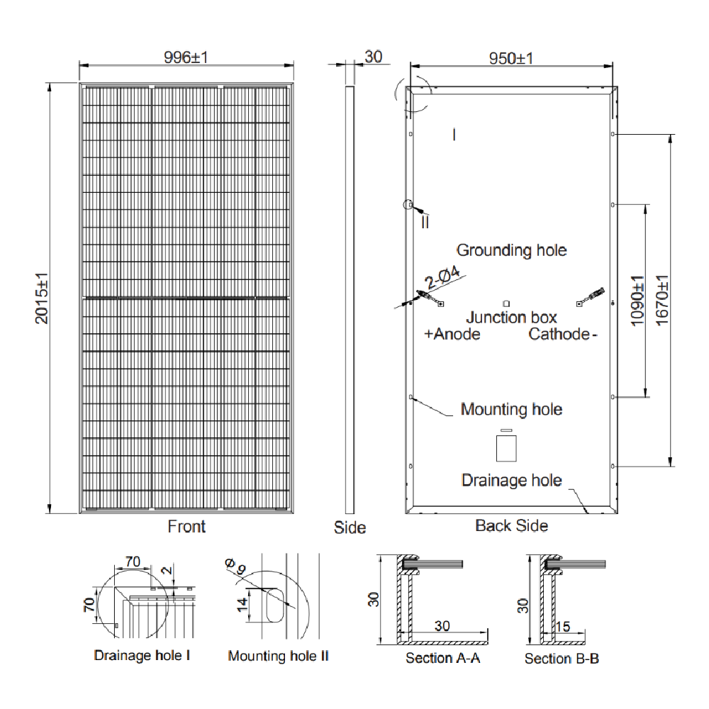 AE SOLAR, AE-MB144, Standard Monofacial Monocrystalline PERC half-cut cells 405Wp Solar Panel