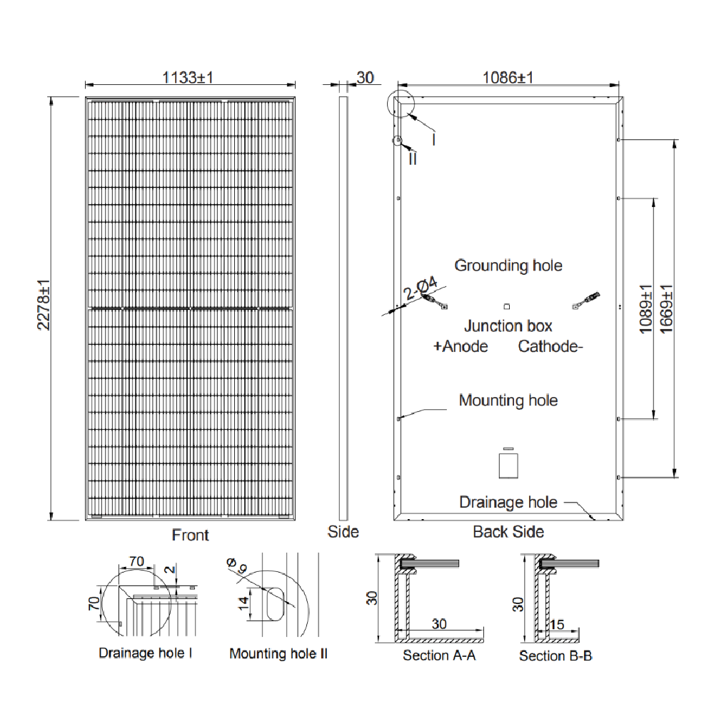 AE SOLAR, AE-MD-144, Standard Monofacial Monocrystalline PERC half-cut cells 540Wp Solar Panel