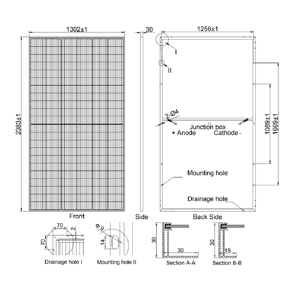 AE SOLAR, AE-ME-132, Standard Monofacial Monocrystalline PERC half-cut cells 660Wp Solar Panel