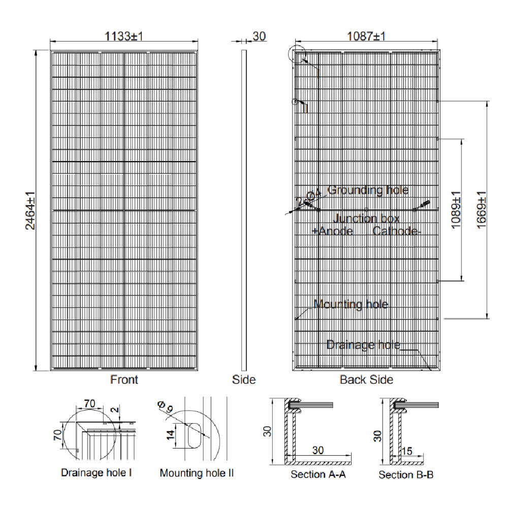 AE SOLAR, AE-MD-156BS, Standard Monofacial Monocrystalline PERC half-cut cells 590Wp Solar Panel