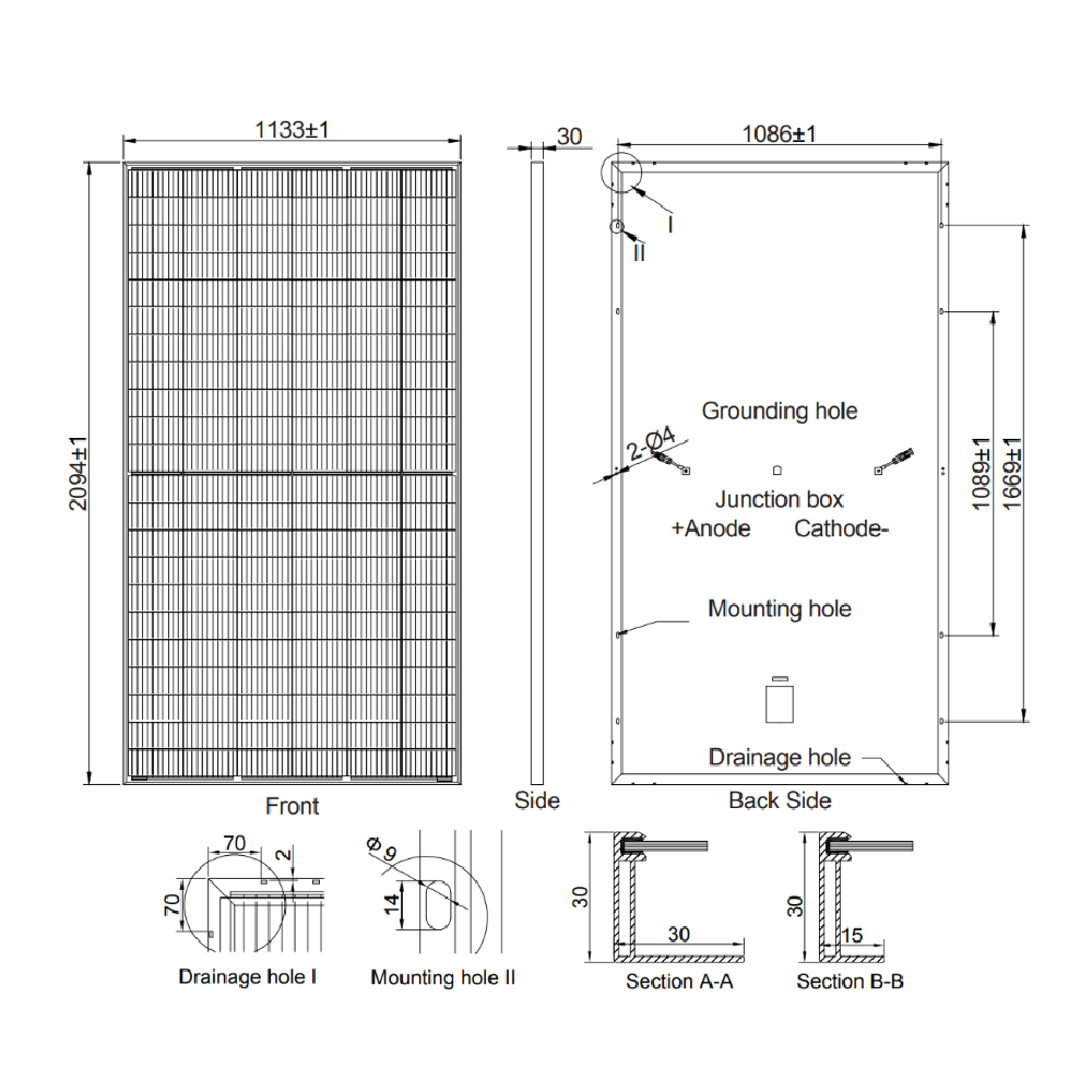 AE SOLAR, AE-MD-132, Standard Monofacial Monocrystalline PERC half-cut cells 490Wp Solar Panel