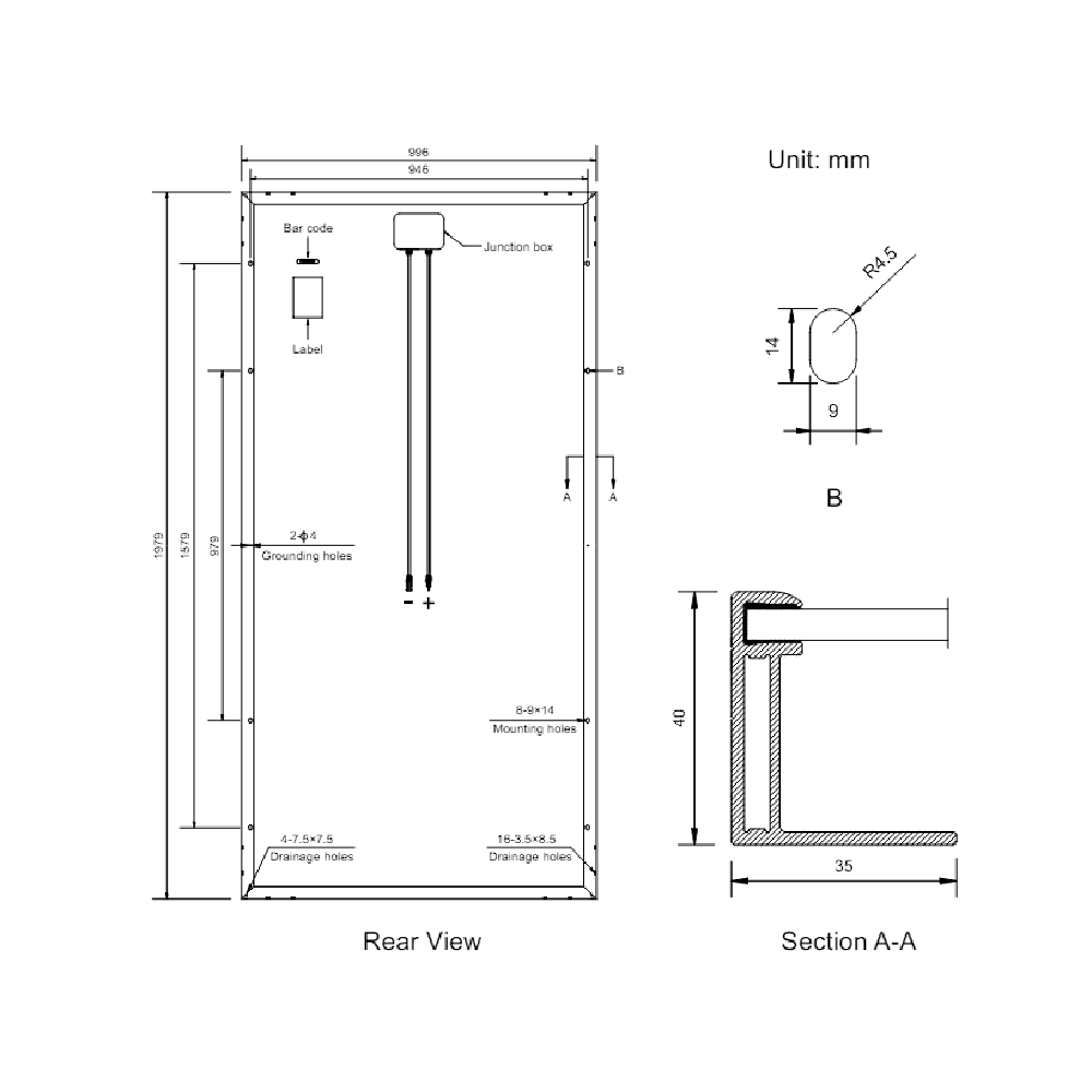 AMERISOLAR, AS-6M-390W, Standard Monofacial Monocrystalline PERC 390Wp Solar Panel