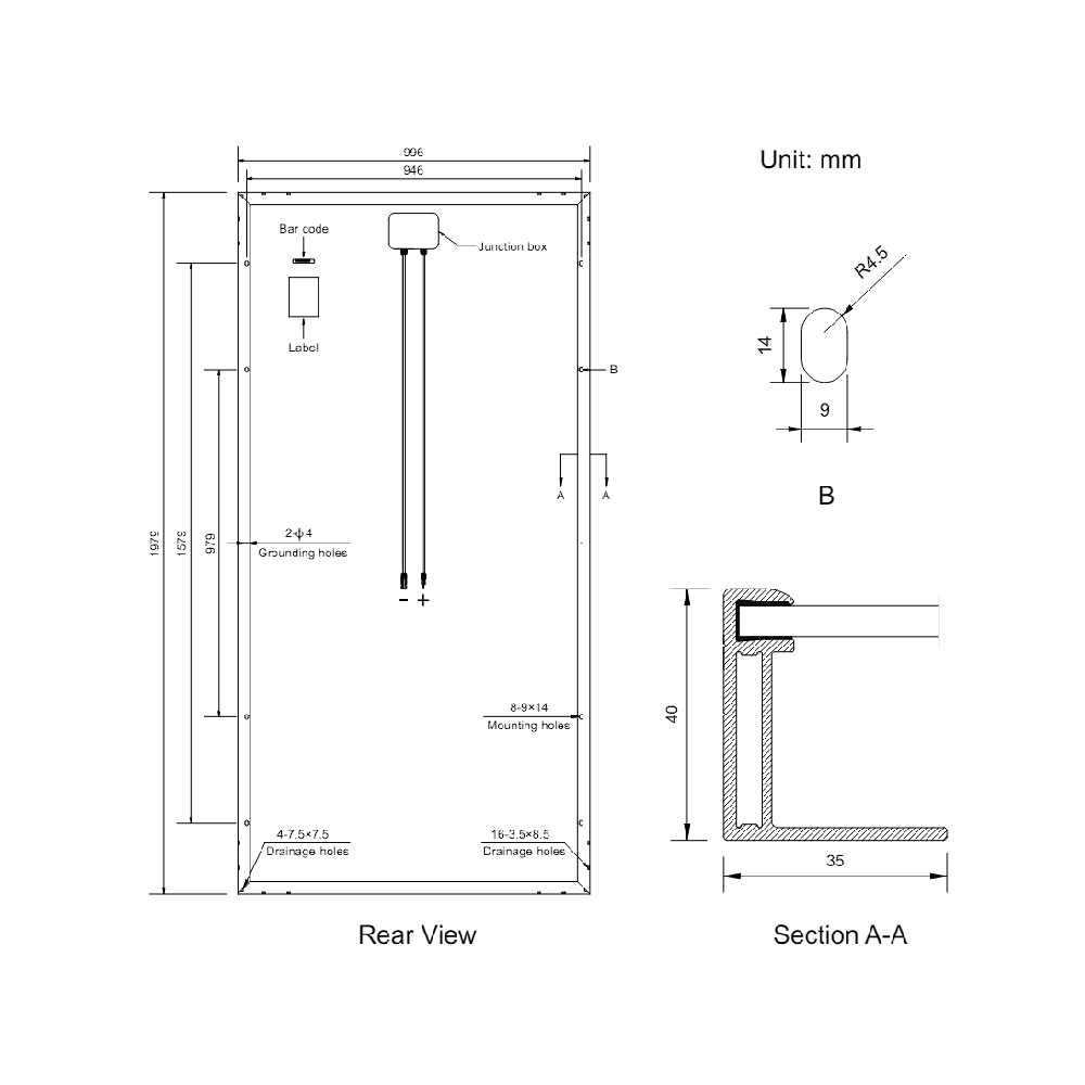 AMERISOLAR, AS-6M-BLACK-395W, Standard Monofacial Monocrystalline PERC 395Wp Solar Panel