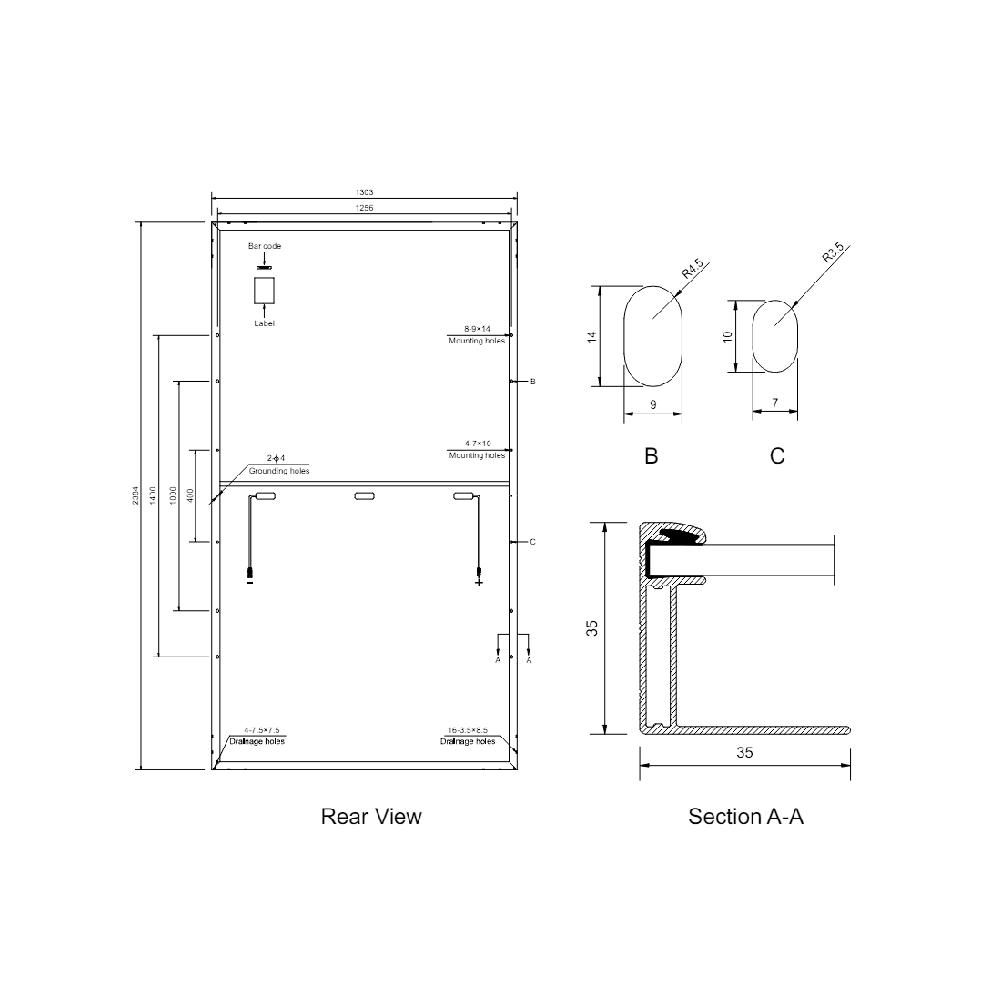 AMERISOLAR, AS-8M132-HC-655W, Standard Monofacial Monocrystalline PERC 655Wp Solar Panel