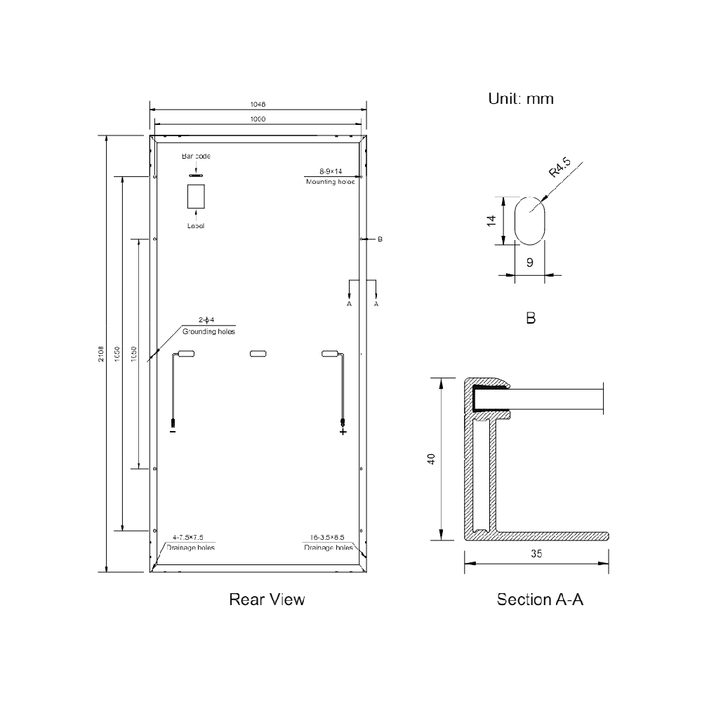 AMERISOLAR, AS-6M144-HC-445W, Standard Monofacial Monocrystalline PERC 445Wp Solar Panel