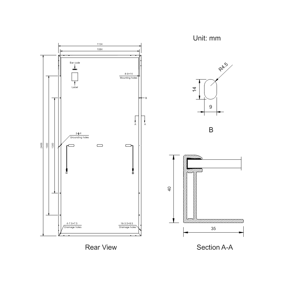 AMERISOLAR, AS-7M156-HC-585W, Standard Monofacial Monocrystalline PERC 585Wp Solar Panel