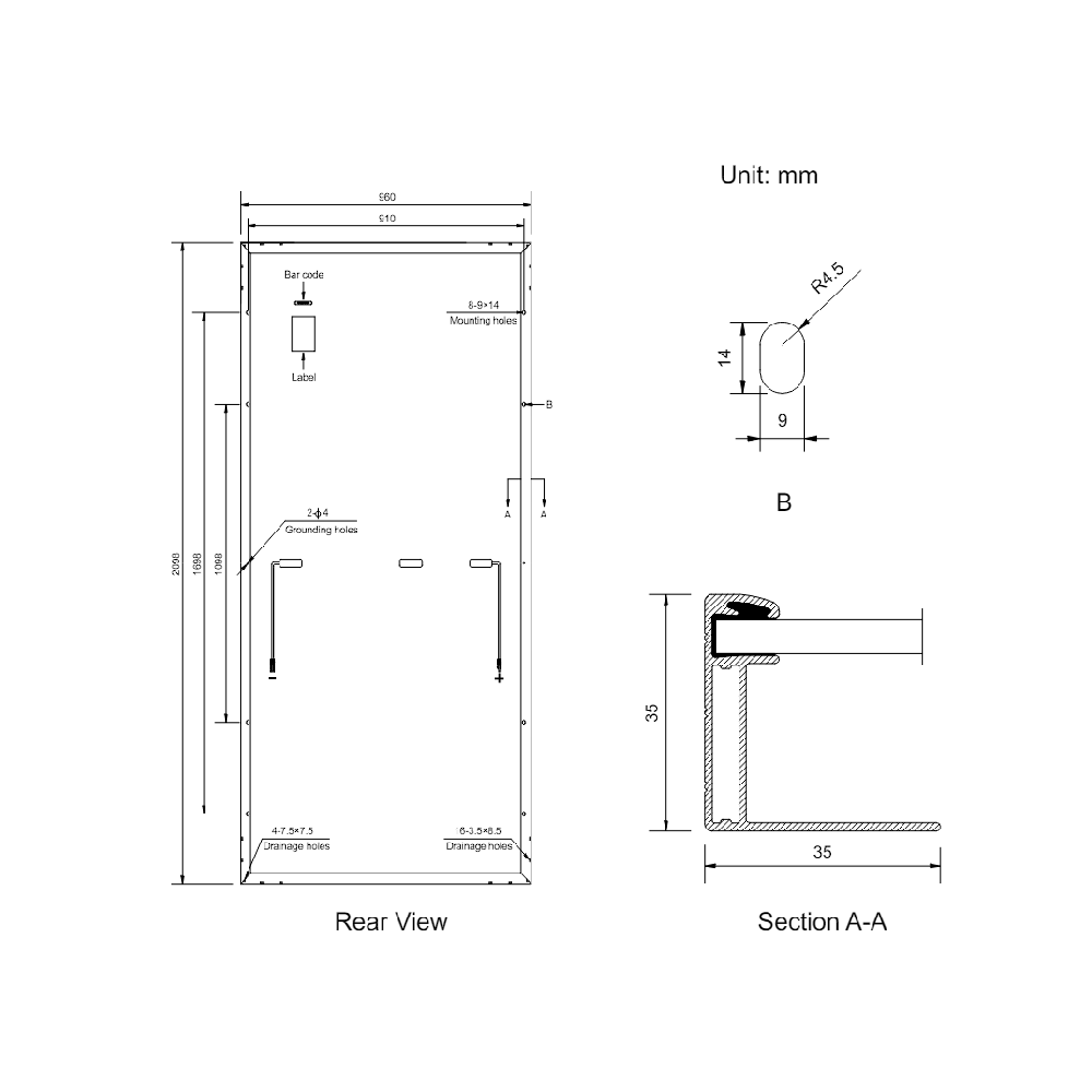 AMERISOLAR, AS-7M110-HC-410W, Standard Monofacial Monocrystalline PERC 410Wp Solar Panel