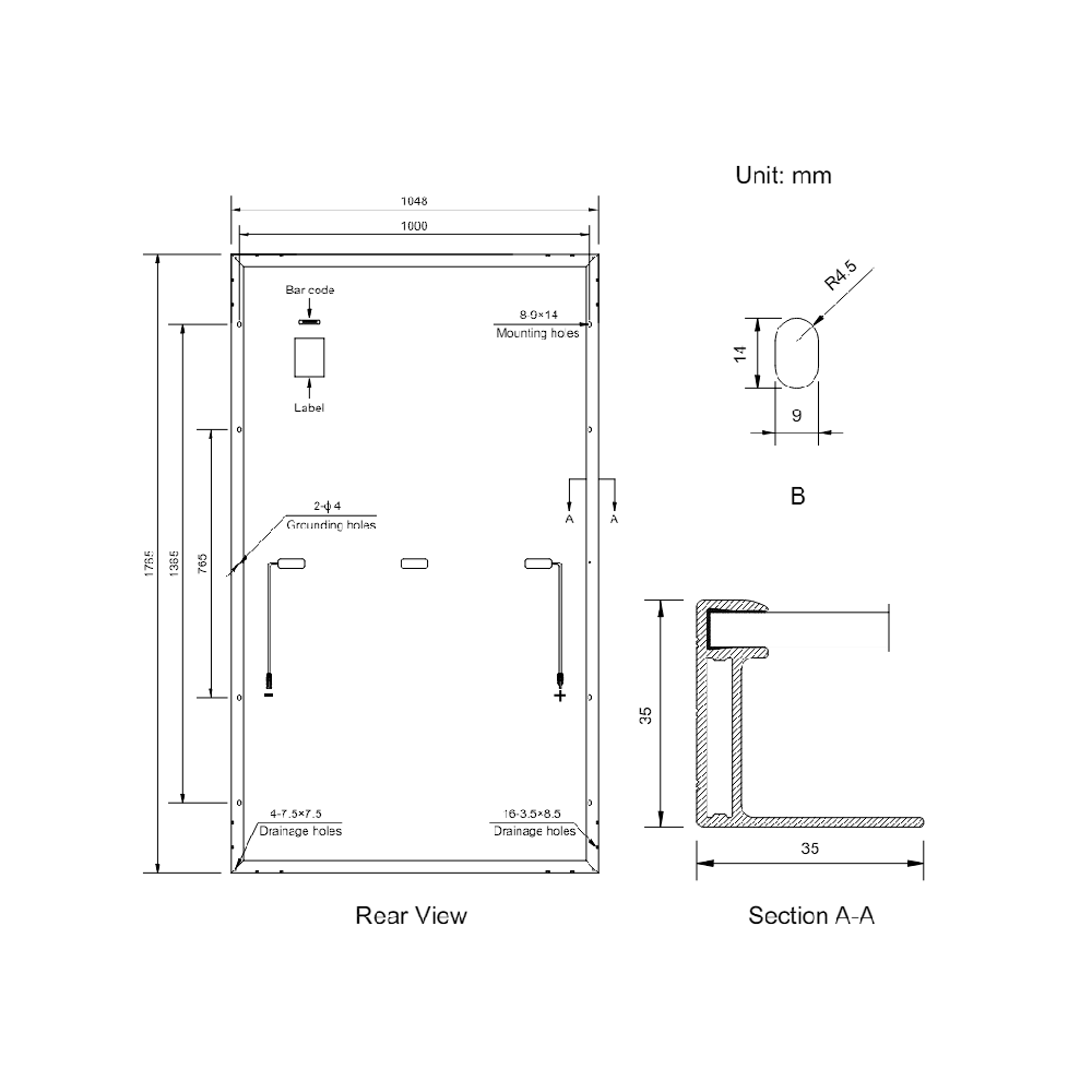 AMERISOLAR, AS-6M120-HC-360W, Standard Monofacial Monocrystalline PERC 360Wp Solar Panel