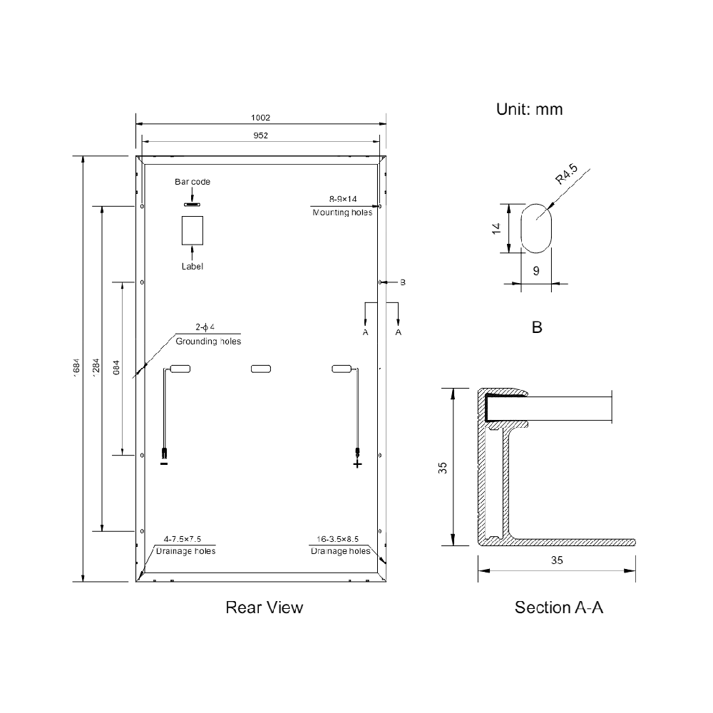 AMERISOLAR, AS-6M30-HC-BLACK-320W, Standard Monofacial Monocrystalline PERC 320Wp Solar Panel