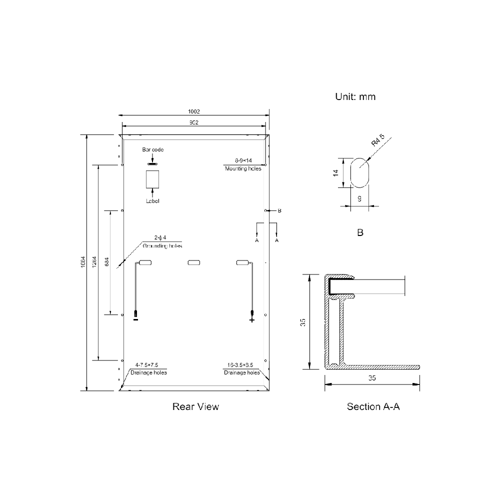 AMERISOLAR, AS-6M30-HC-330W, Standard Monofacial Monocrystalline PERC 330Wp Solar Panel