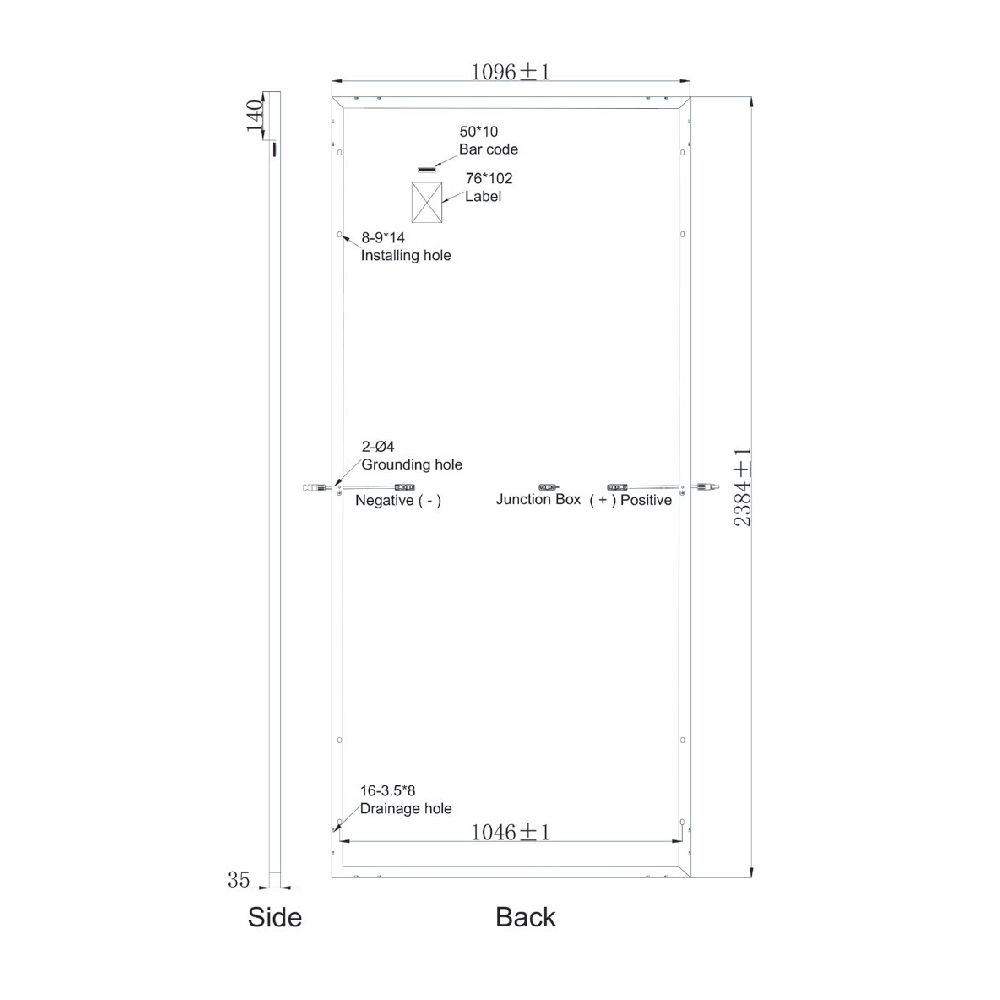 SUNPRO POWER, SPxxx-110M12-530W, Standard Monofacial Monocrystalline Mono-Crystalline PERC 530Wp Solar Panel
