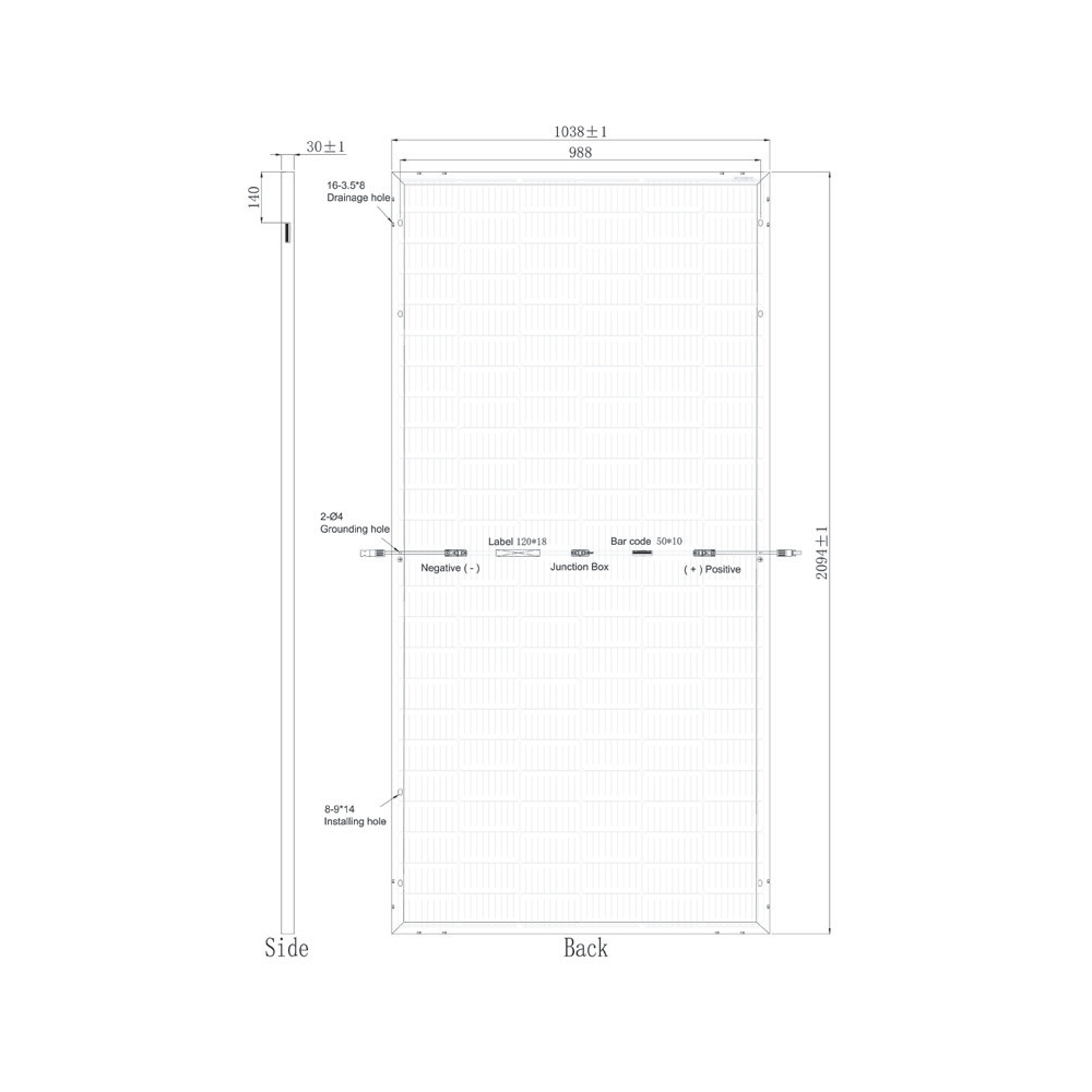 SUNPRO POWER, SPDGxxx-144M-445W, Standard Bifacial Monocrystalline Mono-Crystalline PERC 445Wp Solar Panel