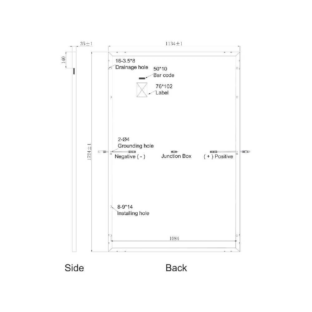 SUNPRO POWER, SPxxx-108M10-405W, Standard Monofacial Monocrystalline Mono-Crystalline PERC 405Wp Solar Panel