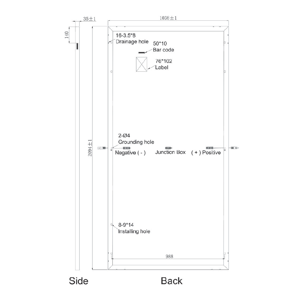 SUNPRO POWER, SPxxx-144M-435, Standard Monofacial Monocrystalline Mono-Crystalline PERC 435Wp Solar Panel