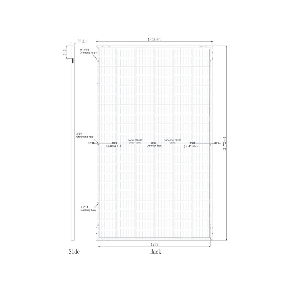SUNPRO POWER, SPDGxxx-120M12-585W, Standard Bifacial Monocrystalline Mono-Crystalline PERC 585Wp Solar Panel