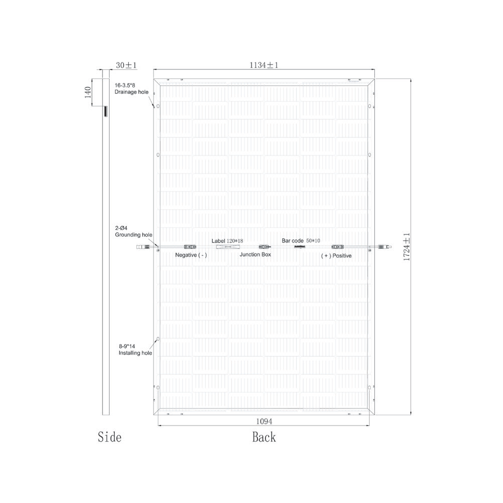 SUNPRO POWER, SPDGxxx-108M10-410W, Standard Bifacial Monocrystalline Mono-Crystalline PERC 410Wp Solar Panel