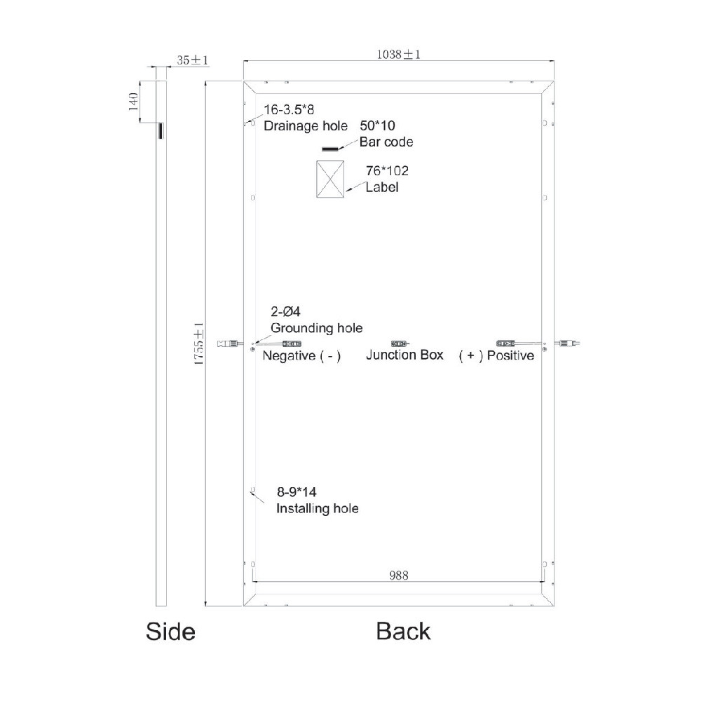 SUNPRO POWER, SPxxx-120M-370W, Standard Monofacial Monocrystalline Mono-Crystalline PERC 370Wp Solar Panel
