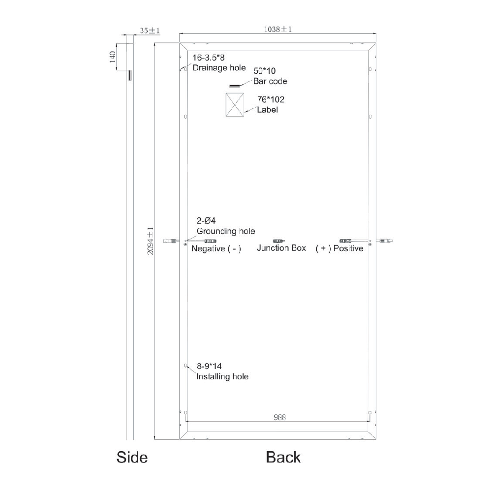 SUNPRO POWER, SPxxx-144M-460W, Standard Monofacial Monocrystalline Mono-Crystalline PERC 460Wp Solar Panel