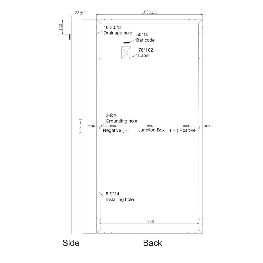SUNPRO POWER, SPxxx-144M-435, Standard Monofacial Monocrystalline Mono-Crystalline PERC 435Wp Solar Panel