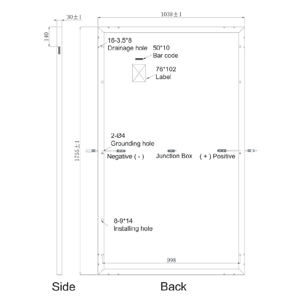 SUNPRO POWER, SPxxx-120M-360W, Standard Monofacial Monocrystalline Mono-Crystalline PERC 360Wp Solar Panel