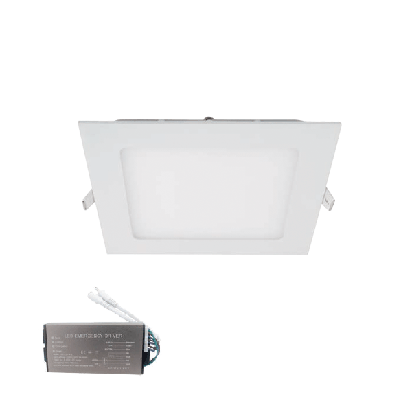 ELMARK 99LED968WWE, LED PANEL SQUARE RECESSED MOUNT 18W 2700K+ EMERGENCY KIT