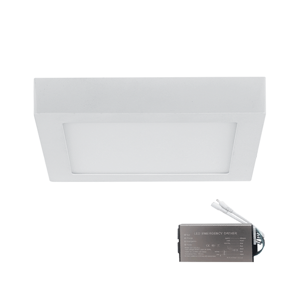 ELMARK 99XLED969E, STELLAR LED PANEL SQUARE SURFACE MOUNT 18W 4000K+ EMERGENCY KIT