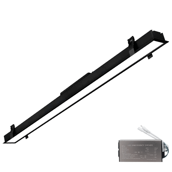 ELMARK 99PFM1505030/BLE, ELMARK LED PROFILE RECESSED 1500mm 50W 3000K BLACK + EMERGENCY KIT
