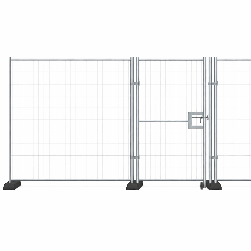Galvanized Steel Temporary Fence Gate with Wheel and Lock Poly ST 1260x2025 mm