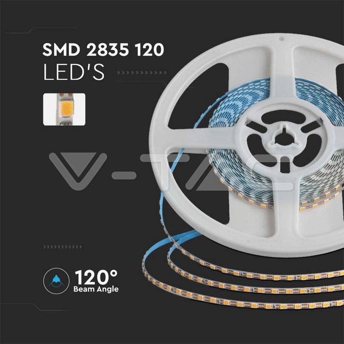 V-TAC 23024, LED Strip SMD 2835 120LED Double PCB 3mm 3000K 8W/m