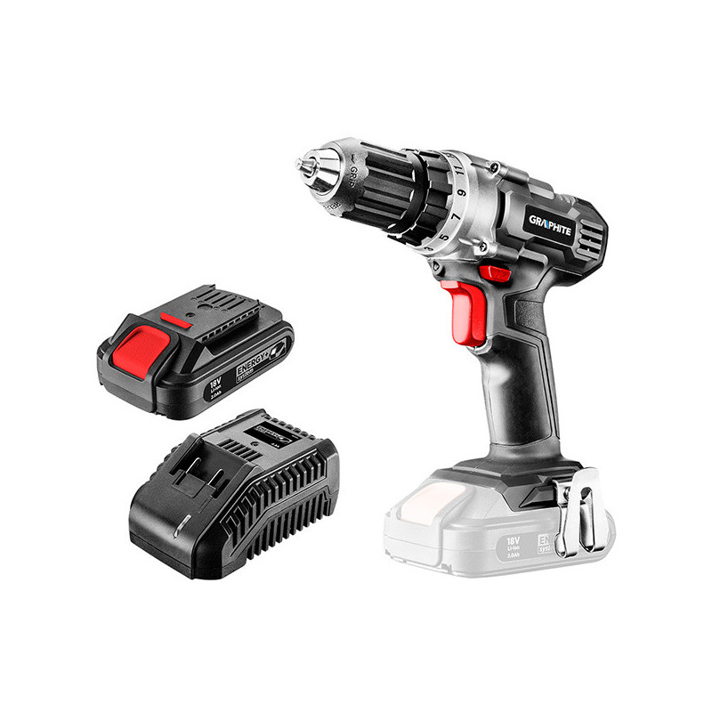 18V 2Ah Cordless Drill Driver Kit With Charger, GRAPHITE
