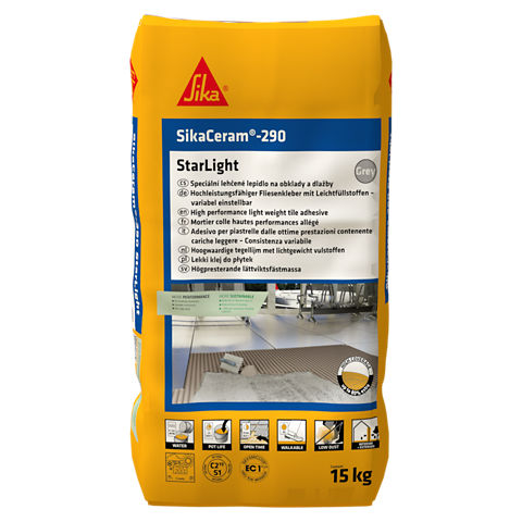 SikaCeram-290 StarLight, Variable Consistency and High Yield Deformable Adhesive