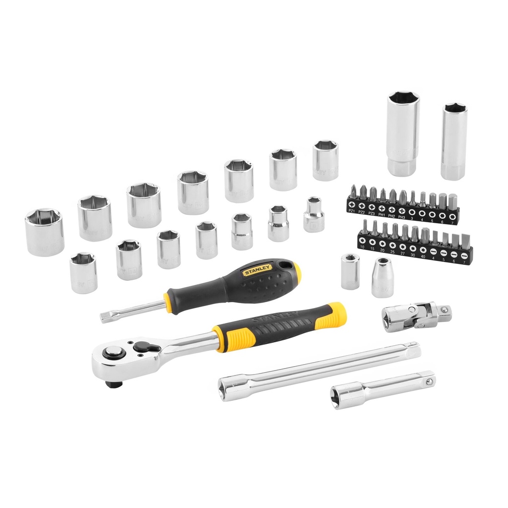 STANLEY® 72T Ratchet and Socket Set With Accessories (45 pc.), 3/8 in, STMT82829-1