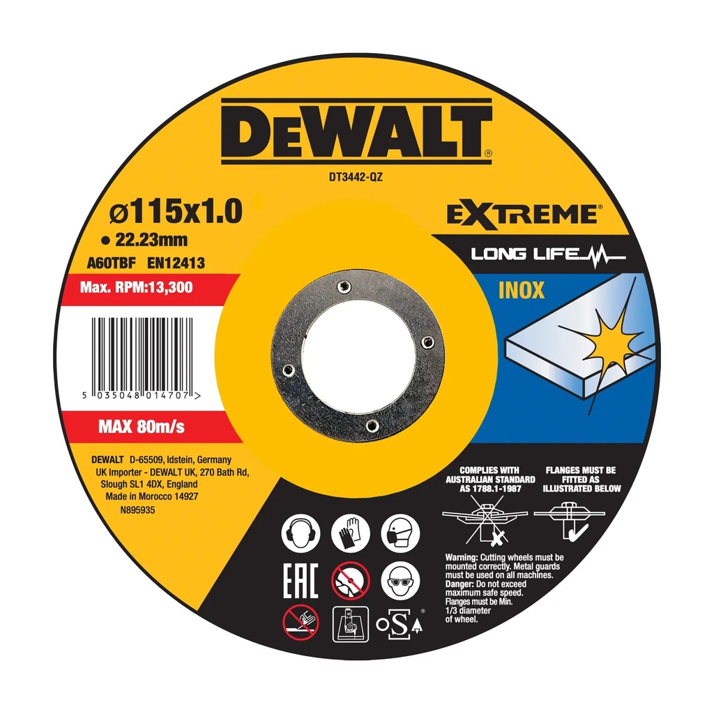 DEWALT Extreme Cutting INOX, 115 x 1 x 22.23mm, DT3442-QZ